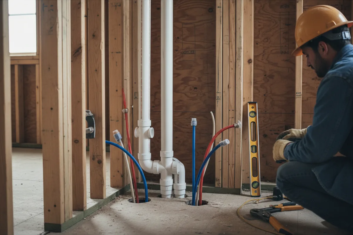 Drain and supply rough-in during Leak Detection in Reading